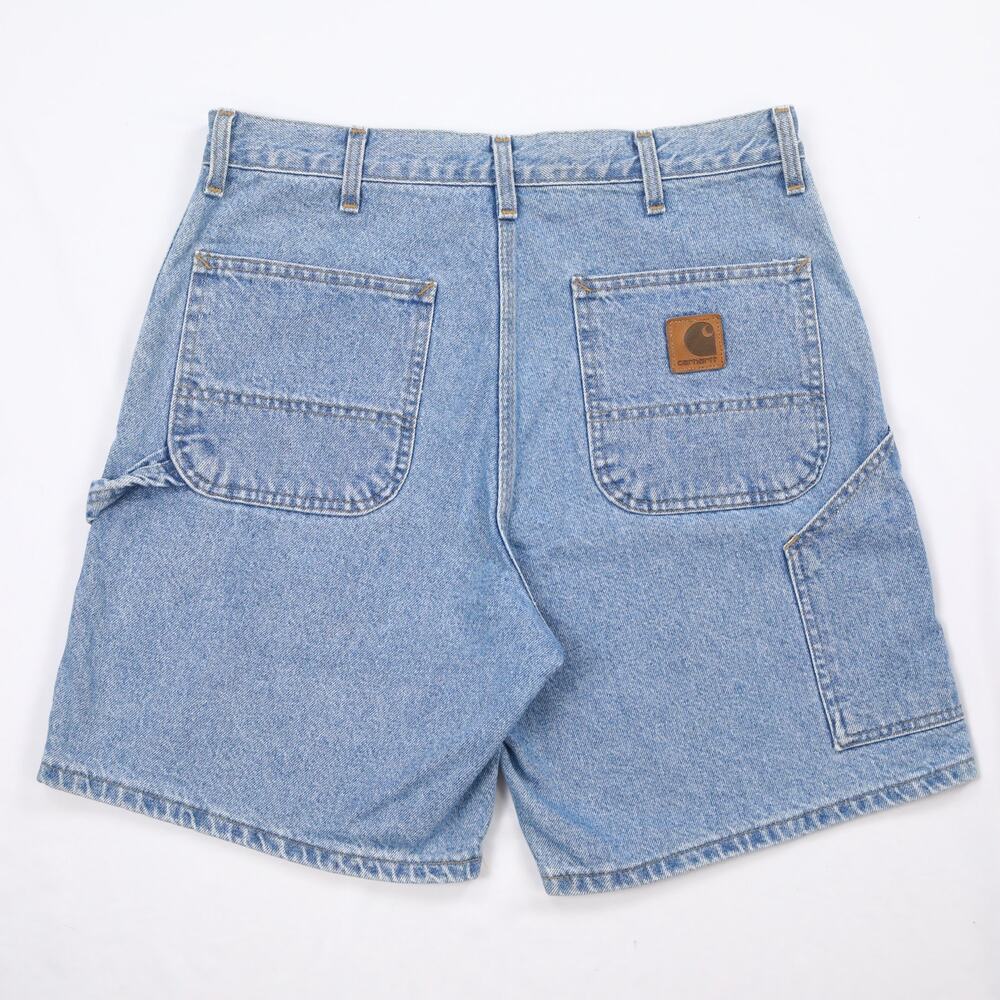 Vintage Carhartt WU1988 Faded Blue Denim Carpenter Jean Shorts Size 33